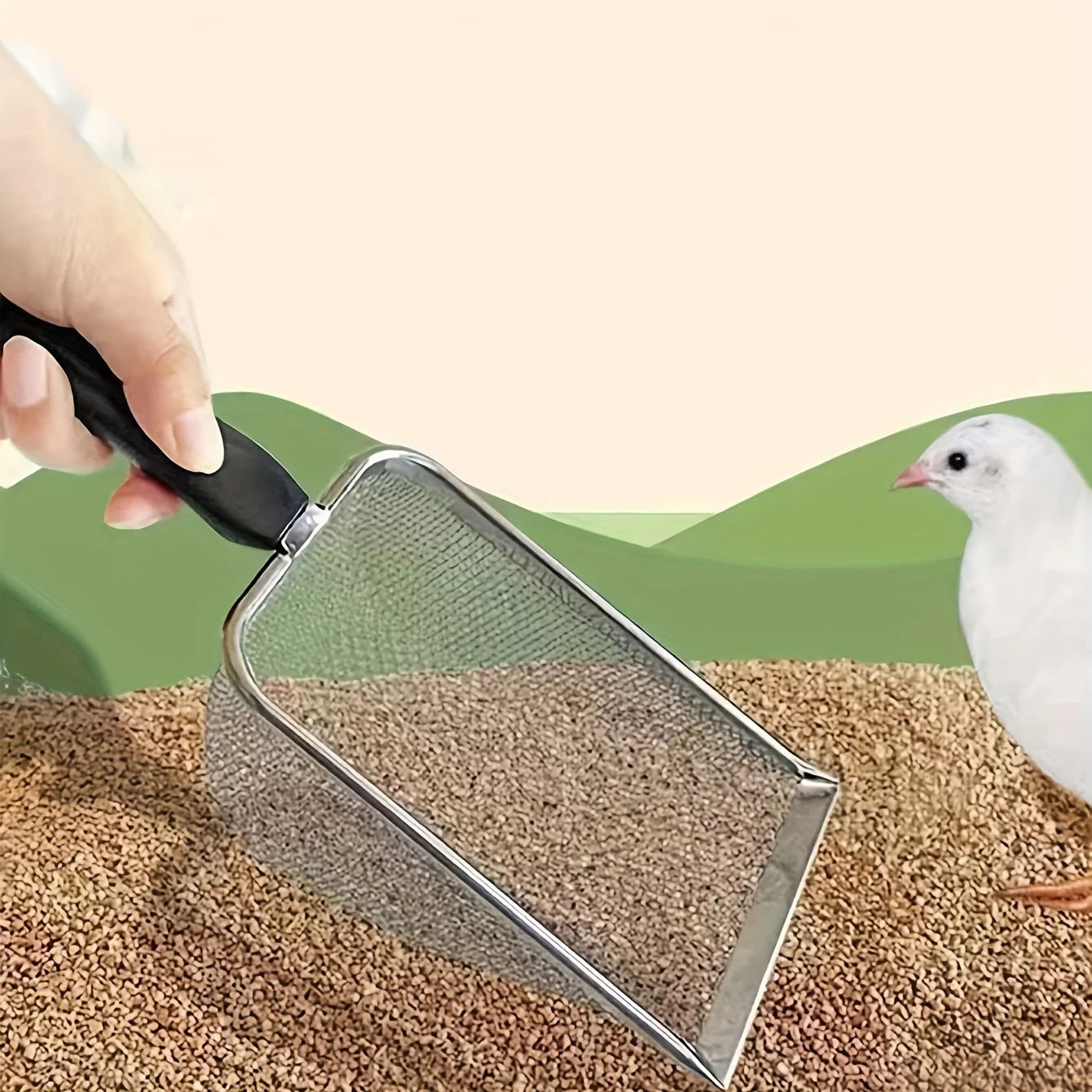 1 Pc Black handle stainless steel sand-sifting cat litter scoop - Small pet sand cleaning scoop by PawHaven