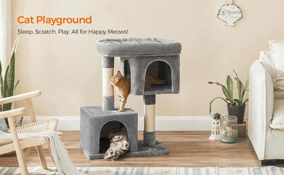 Feandrea Cat Tree, 84 cm Cat Tower,Cat Condo for Large Cats up to 7 kg,2 Cat Caves, Scratching Post by PawHaven