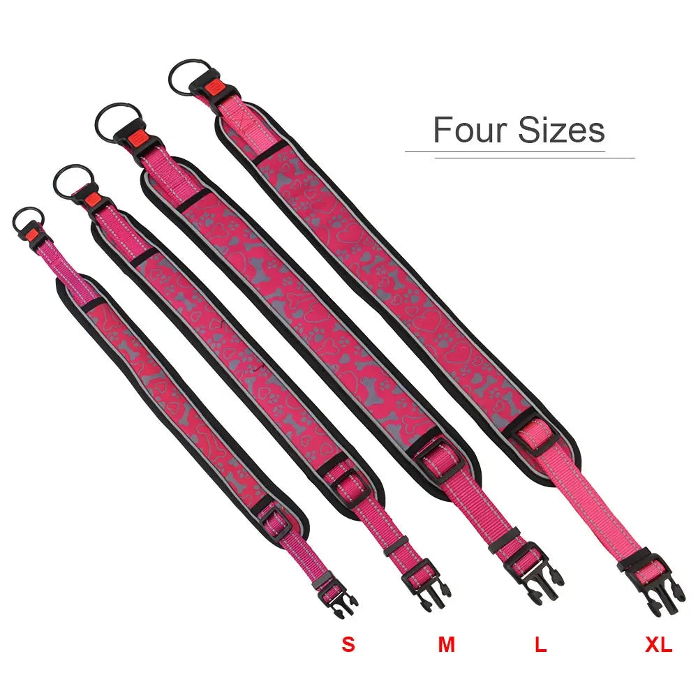 Medium Big Dog Collar Comfortable Soft Neck Adjustable Widen Thicken Reflective Durable for Large Dogs Walk Pet Collar by PawHaven
