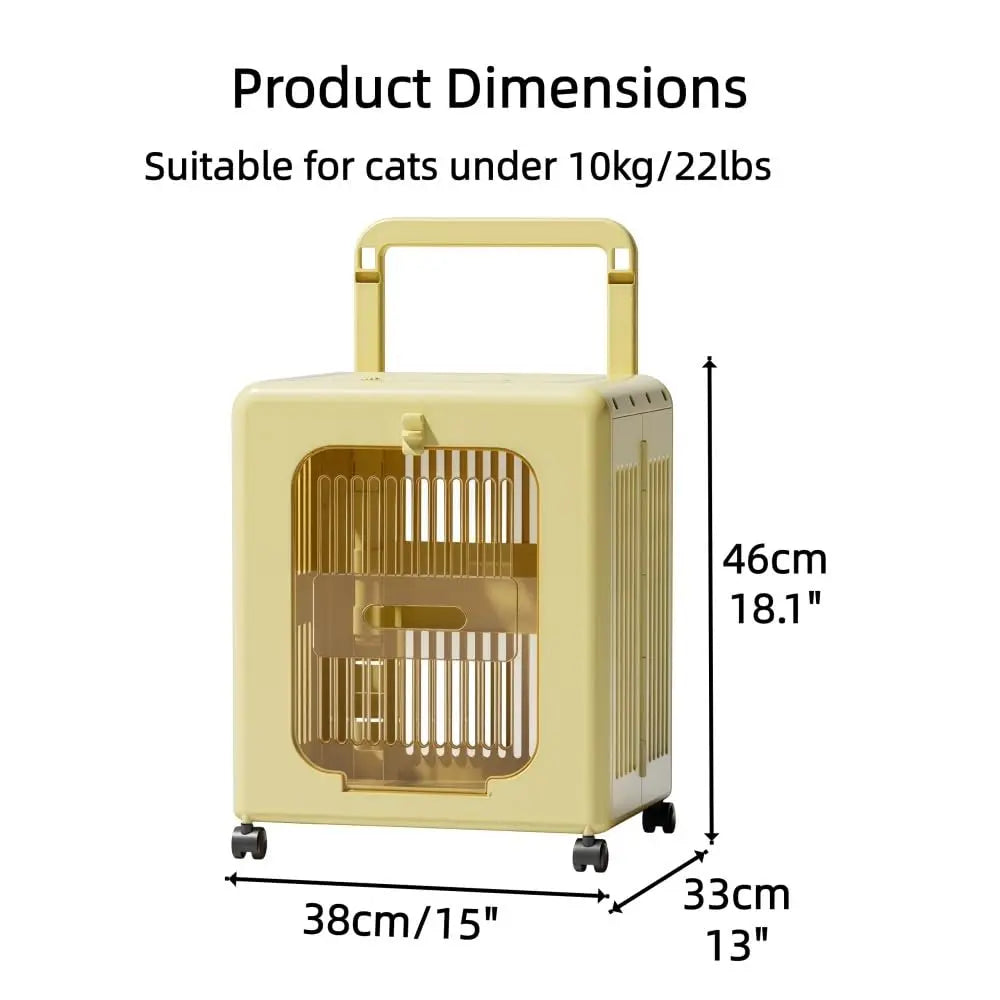 Portable Folding Pet Carrier Compatible for Cats and Small Dogs Pet Stroller, Wide Open Breathable Carrier for Outings(Yellow) by PawHaven