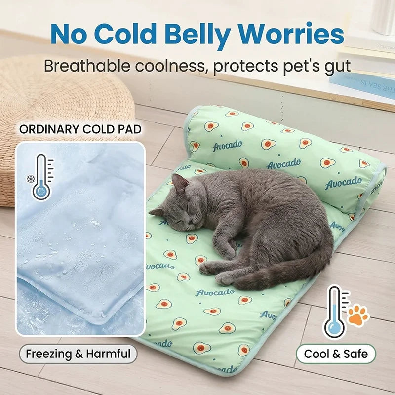 Summer Pet Ice Pad Cooling Mat Ice Silk Cushion Non Slip Washable Anti Heat Dog Cat Bed Portable Cool Rest Mat Summer Heat Relie by PawHaven