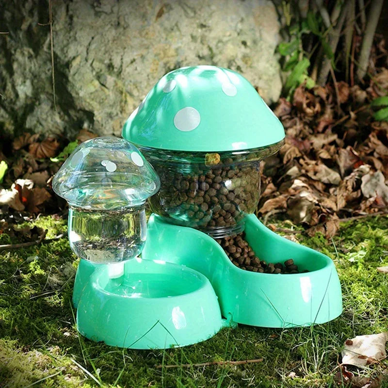 2026 Cute Mushroom Shaped Automatic Cat Feeder Large Capacity Pet Food Storage Container Cat Food Bowl Pet Daily Supplies by PawHaven