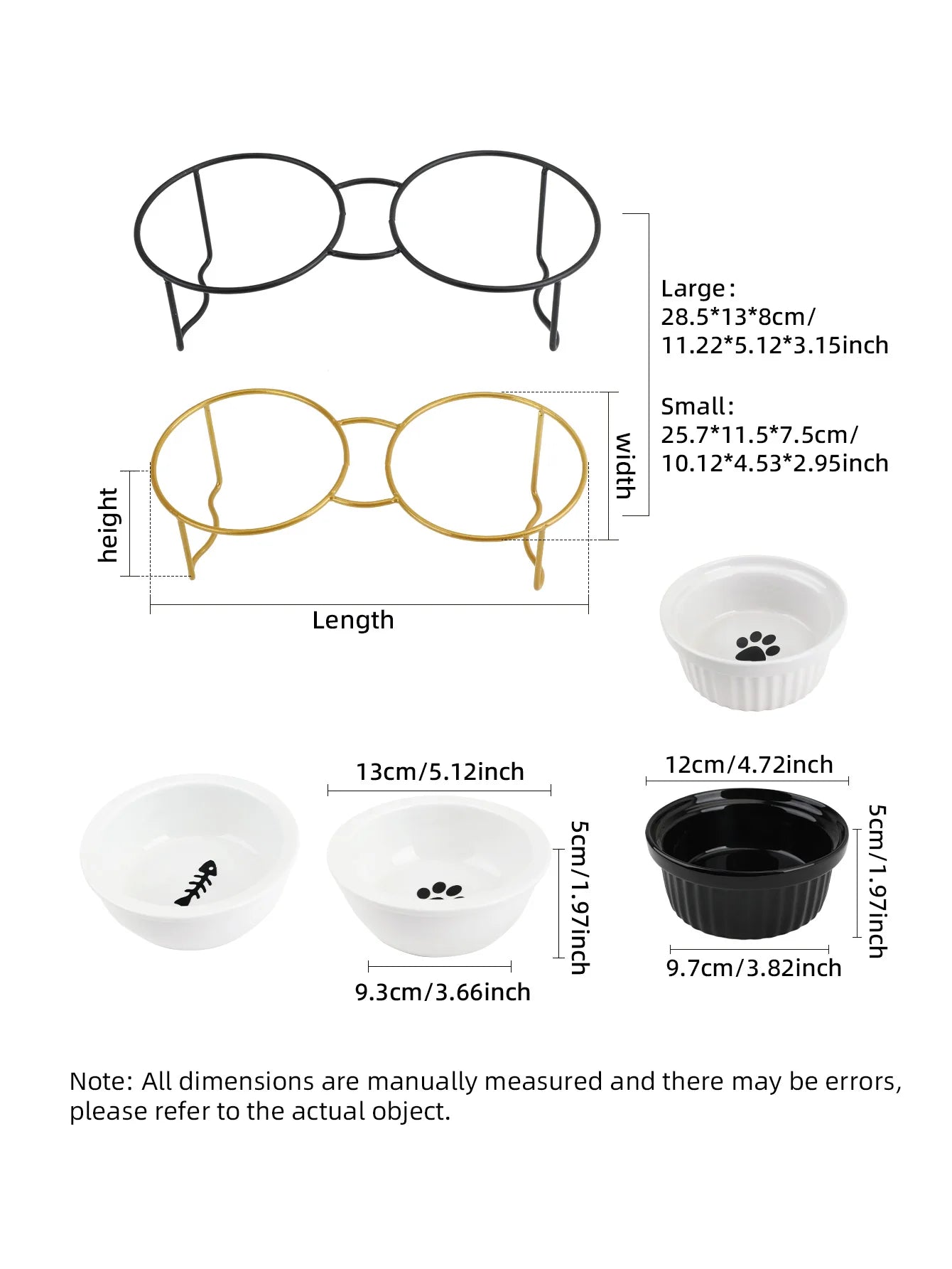1 Set Elevated Ceramic Cat Bowls 1 Set Non-Slip Ceramic Cat Food And Water Bowls With Iron Bracket, Elevated Tilted Cat Feeder by PawHaven