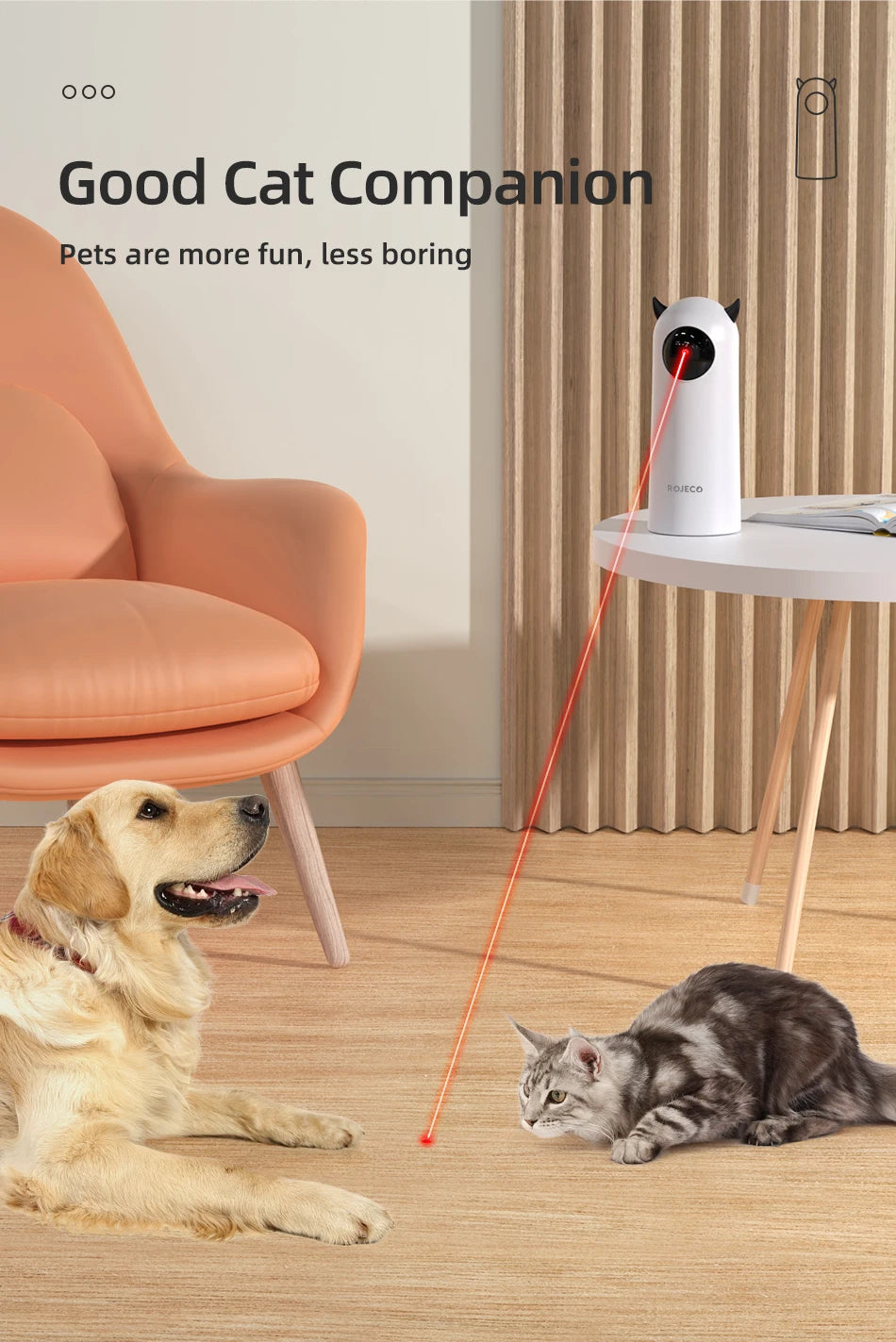 ROJECO Premium Interactive Laser Cat Toy For Indoor Fun by PawHaven