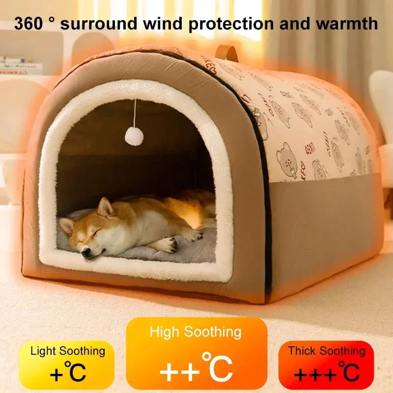 winter Dog Kennel Warm Dog House Mat Detachable Washable Dogs Bed Nest Deep Sleep Tent for Medium Large Dogs House dog Supplies by PawHaven