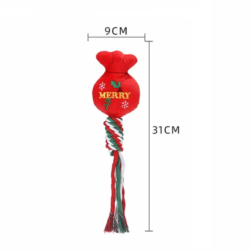 Christmas Small Dog Toy Chew Plush Puppy Cat Gift Tassel Rope Pet Toy Santa Claus Snowflake Christmas Tree by PawHaven