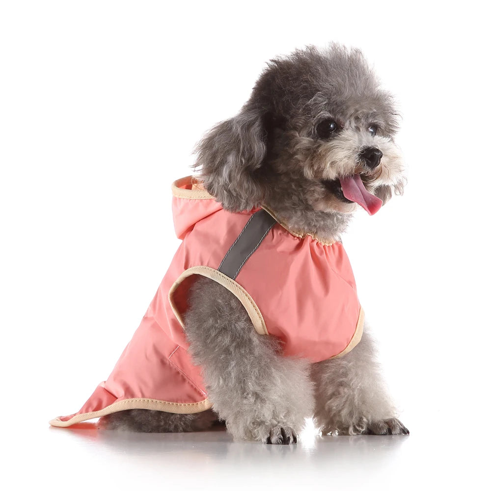 Pink Reflective Dog Raincoat, Waterproof Hooded Pet Jacket, Cute Dog Rain Gear for Small Medium Breeds by PawHaven