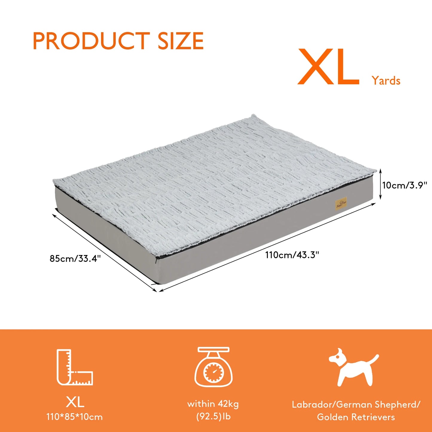 L-3XL Dog Bed Orthopedic Pet Calming Bed Soft Sponge Foam Base Dog Crate Kennels Mat with Removable Cover by PawHaven