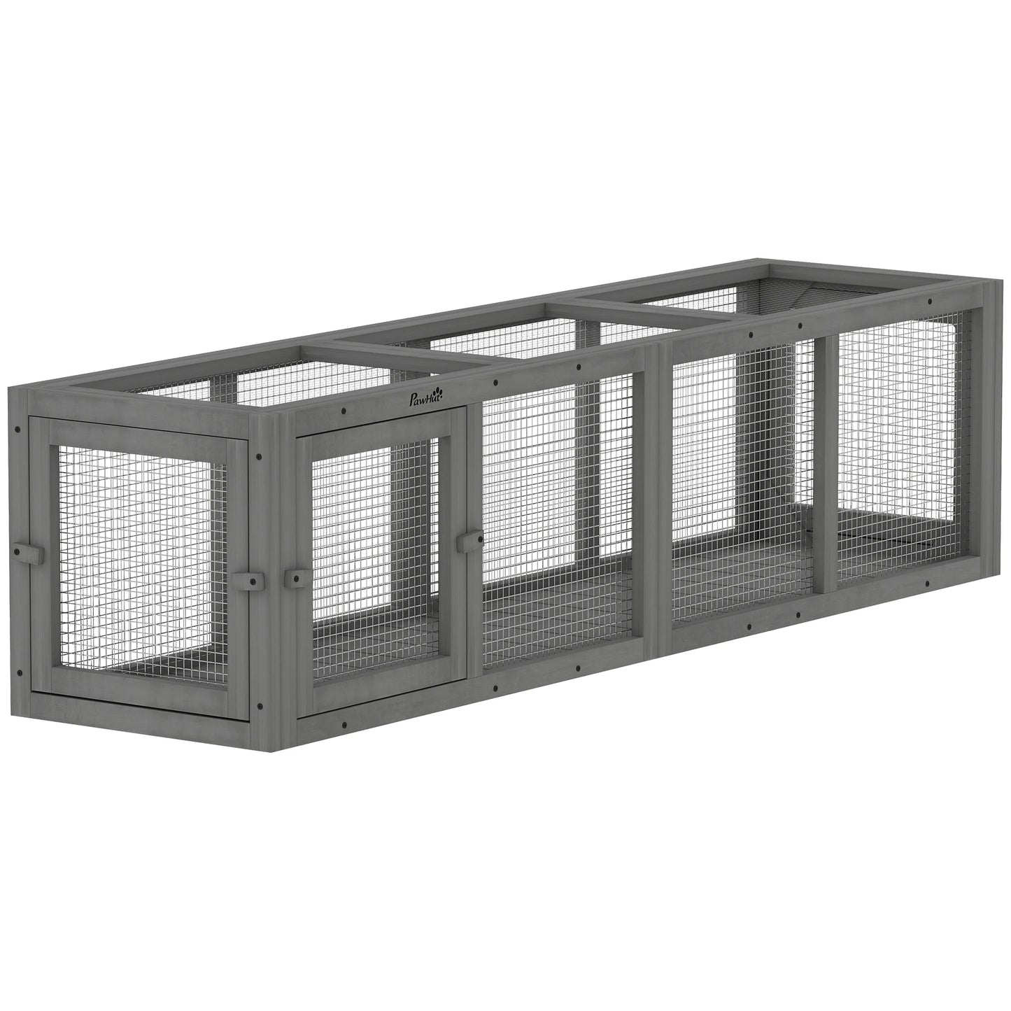 PawHut Outdoor Cat Tunnel, Wooden Extendable Pet Run, for Kitty, Puppy, Grey by PawHaven