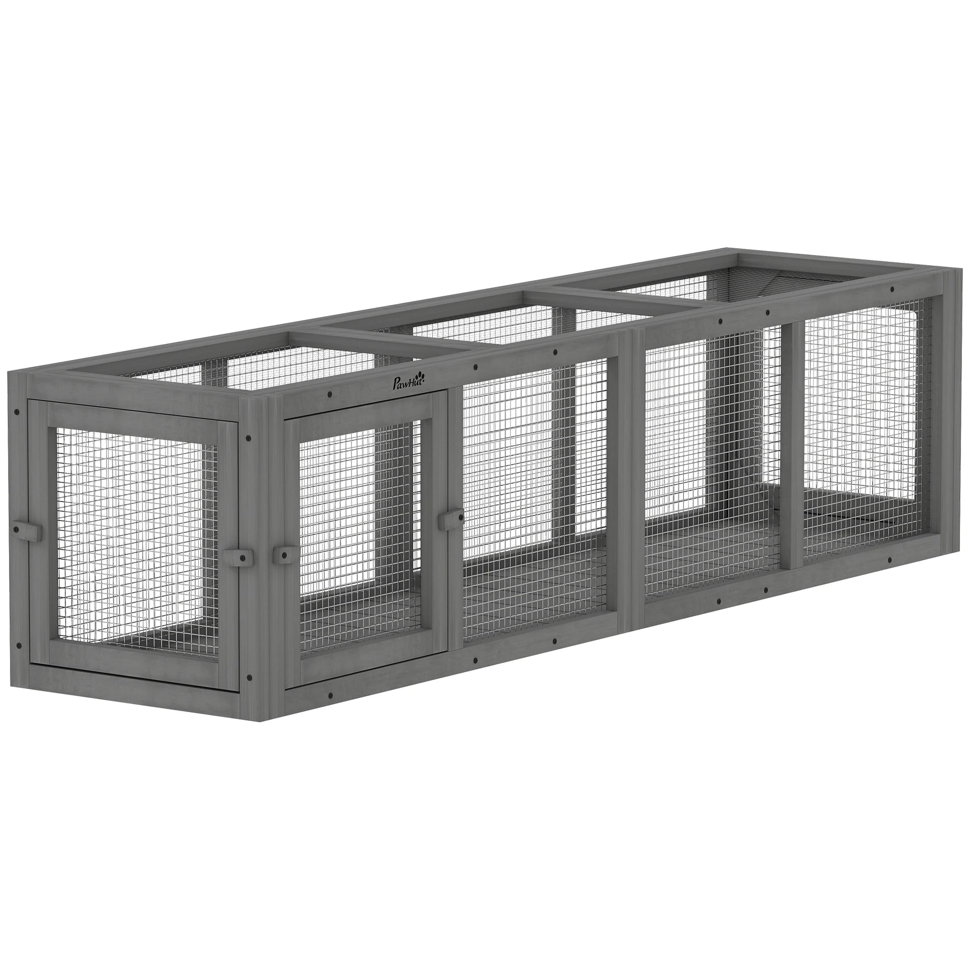 PawHut Outdoor Cat Tunnel, Wooden Extendable Pet Run, for Kitty, Puppy, Grey by PawHaven