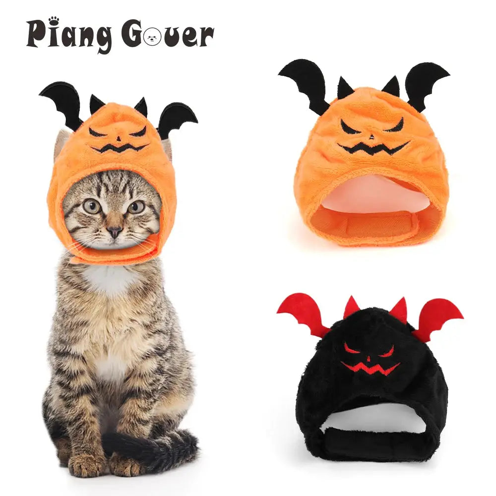 Cute Pet Pumpkin Hat Halloween Cat Bat Hat Dress Up Headdress Small Dog Cosplay Costume Funny Party Decorative by PawHaven