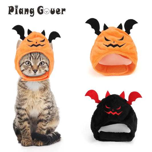 Cute Pet Pumpkin Hat Halloween Cat Bat Hat Dress Up Headdress Small Dog Cosplay Costume Funny Party Decorative by PawHaven