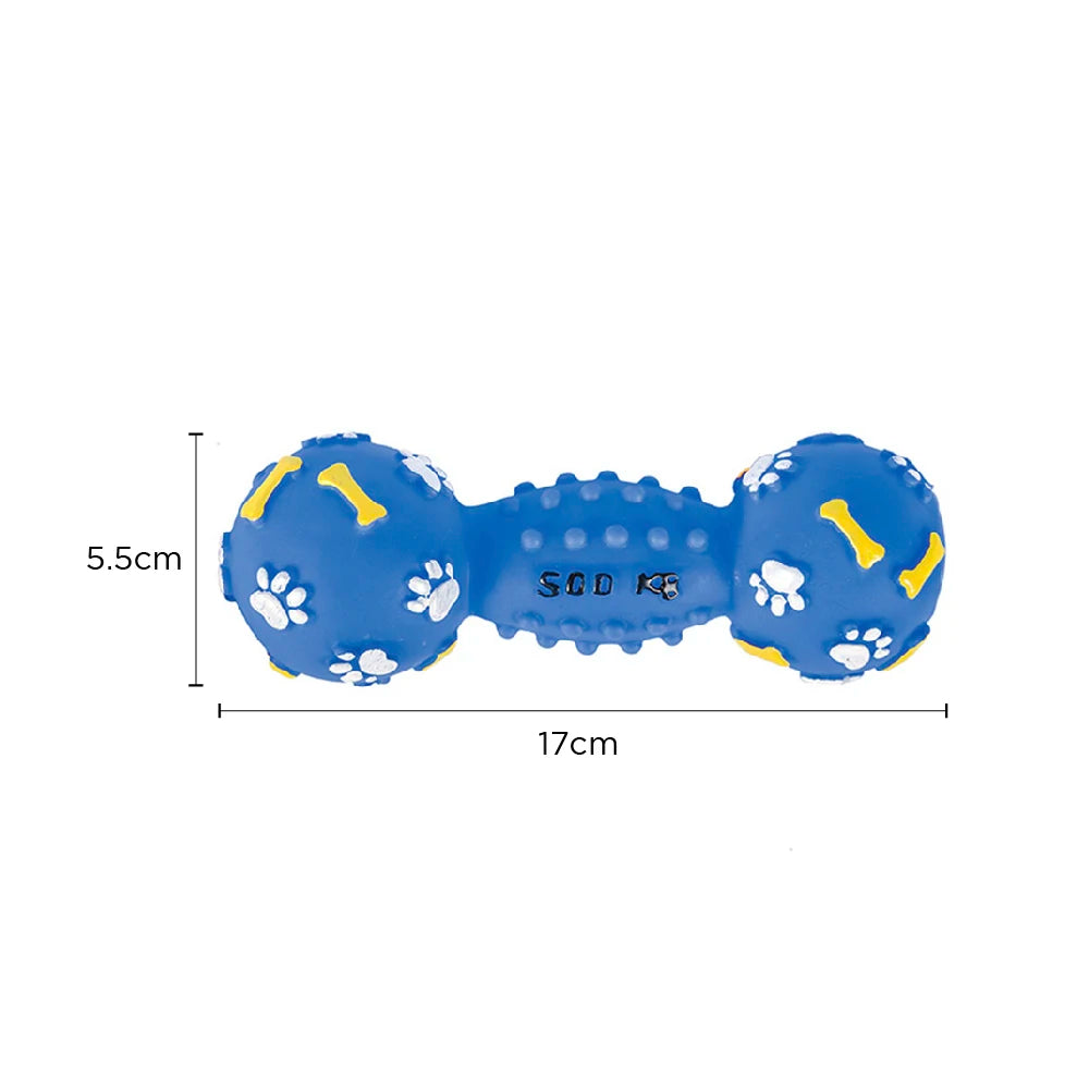 Premium Squeaky Dumbbell Dog Toy For Durable Chew And Fetch by PawHaven