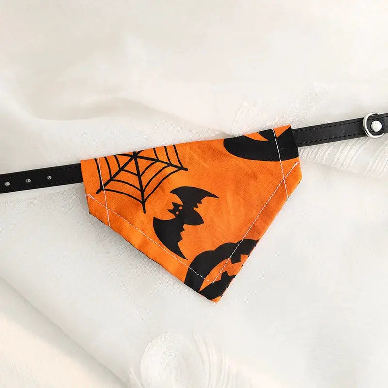 Cat Collar Pet Bandana Dog Bow Tie, Medium Dogs, Halloween Decor, Cute Adjustable for Kitten Puppy with Leash Ring by PawHaven