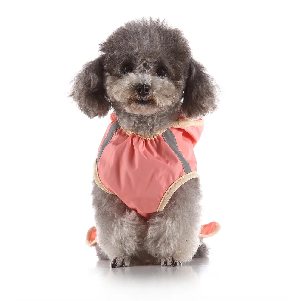 Pink Reflective Dog Raincoat, Waterproof Hooded Pet Jacket, Cute Dog Rain Gear for Small Medium Breeds by PawHaven