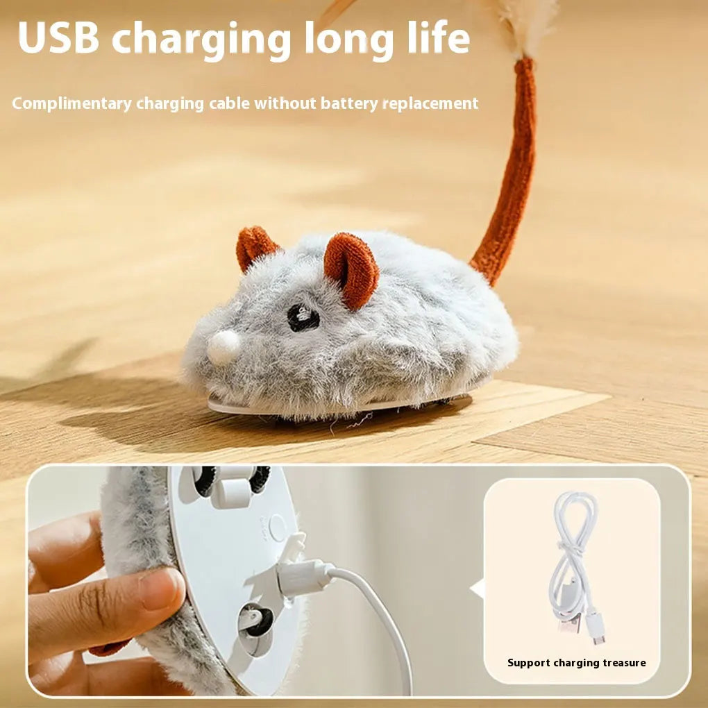 Automatic Cat Toys Made Of Cotton Wool And Silicone For Feline Friend Easy To For Charging BS light gray by PawHaven