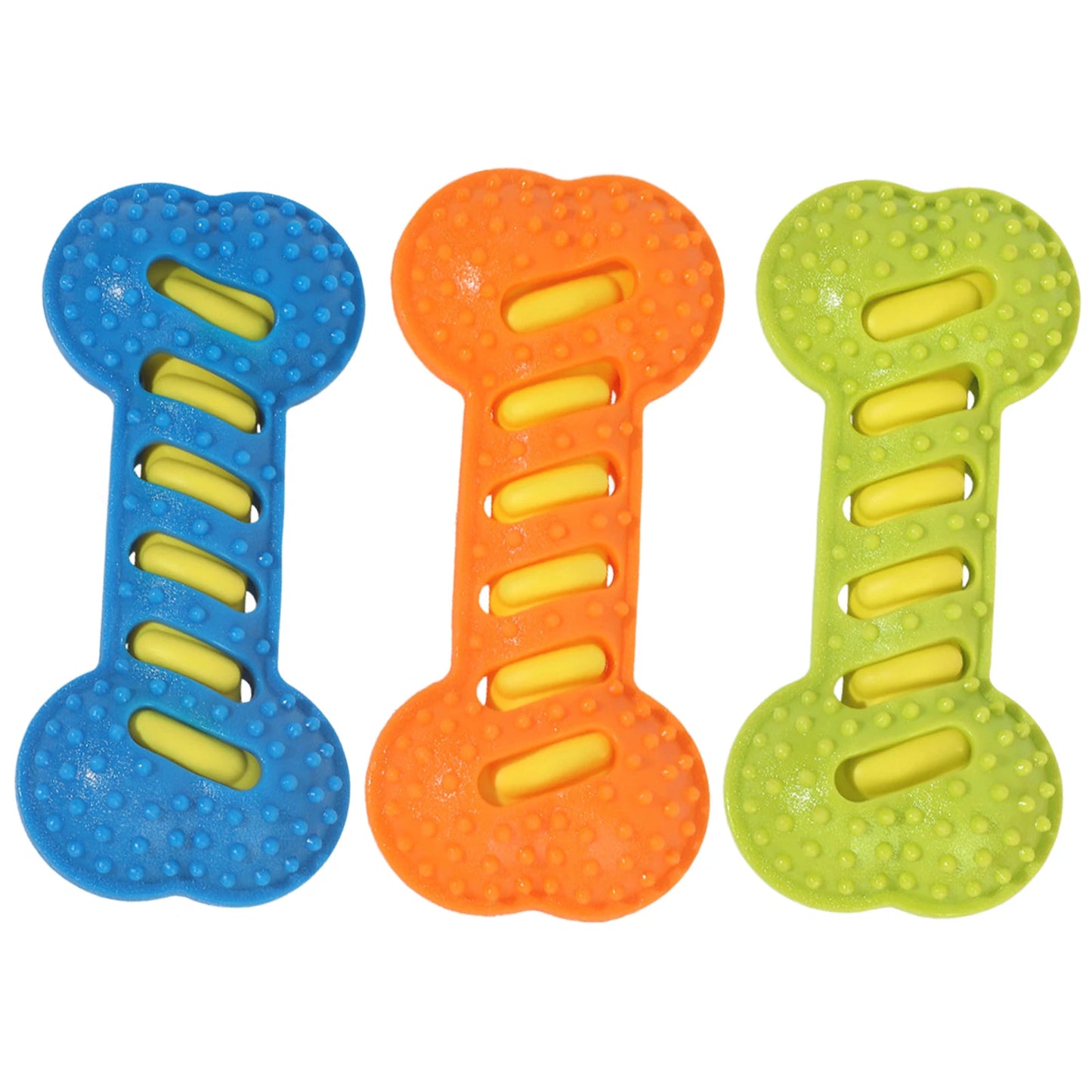 Premium Dog Dental Toy Set Textured Squeaky Bones by PawHaven