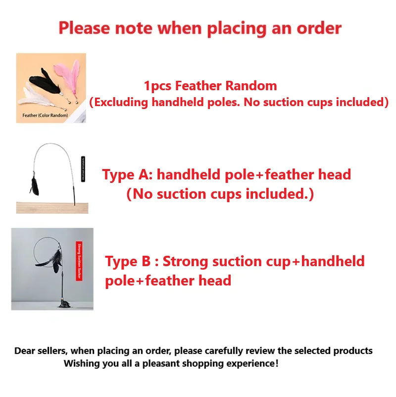 Premium Cat Teaser Wand With Bell And Replaceable Feather by PawHaven