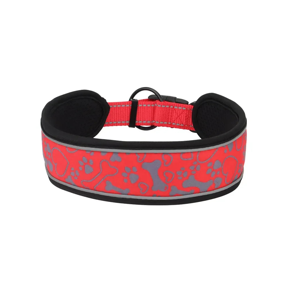 Medium Big Dog Collar Comfortable Soft Neck Adjustable Widen Thicken Reflective Durable for Large Dogs Walk Pet Collar by PawHaven