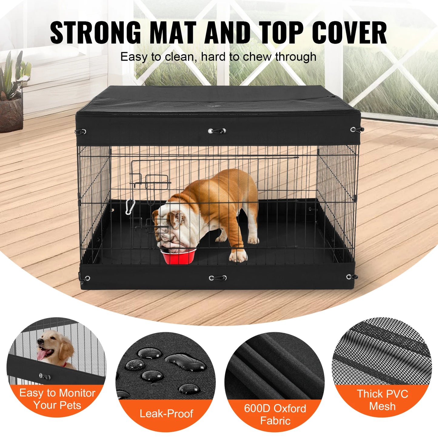 SucceBuy Dog Playpen Panels Foldable Metal Pet Exercise Pen Dog Fence Indoor Outdoor Pen with Top Cover & Bottom Pad for Dogs by PawHaven