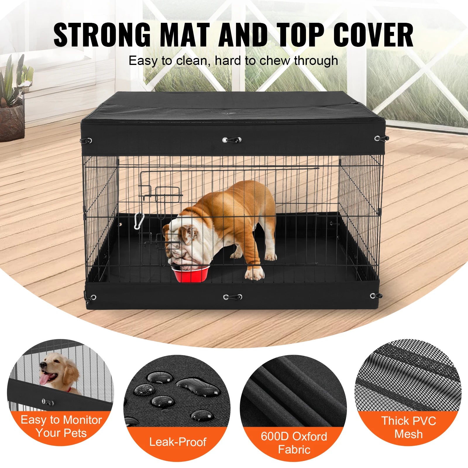 SucceBuy Dog Playpen Panels Foldable Metal Pet Exercise Pen Dog Fence Indoor Outdoor Pen with Top Cover & Bottom Pad for Dogs by PawHaven