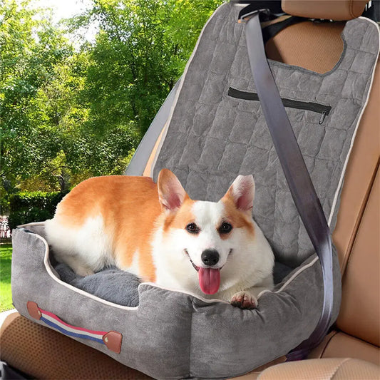 Dog Car Seat Protector Travel Anti-Slip Pet Booster Seat with Storage Pockets and Safety Leash Car Carrier Bed Hold 14kg by PawHaven