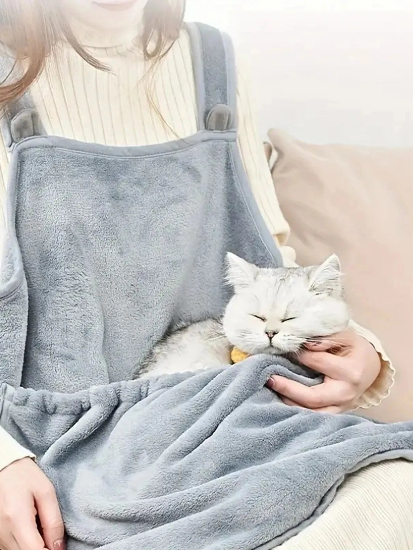 Cozy Pet Carrier Apron For Small Cats And Dogs - Perfect For Outdoor Winter Travel - Features Hanging Chest Bag And Cat Sleeping by PawHaven