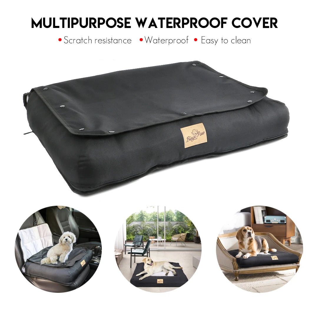 Car Seat Bed for Dog Waterproof Pet Cushion Bed Mat Dog Carrier with Removable Pad Cover and Safety Belt 3 Sizes by PawHaven
