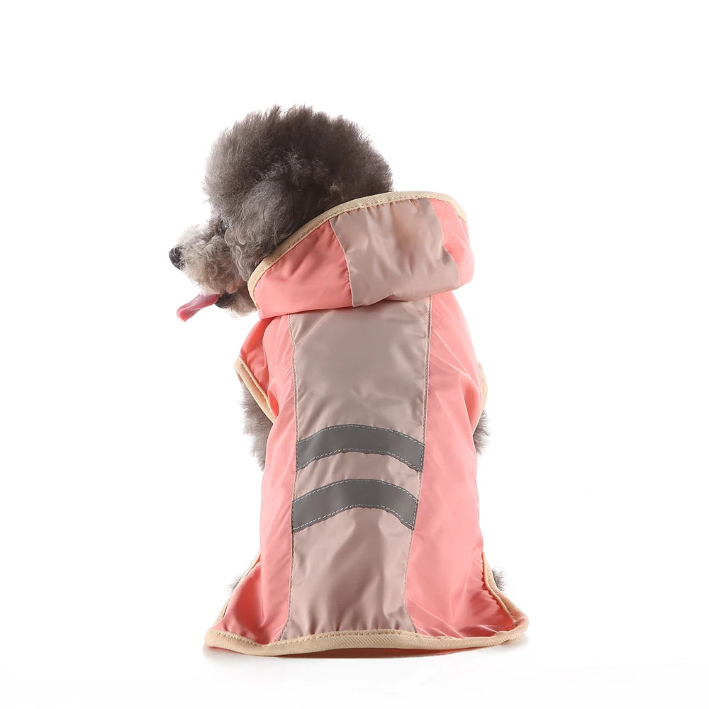 Pink Reflective Dog Raincoat, Waterproof Hooded Pet Jacket, Cute Dog Rain Gear for Small Medium Breeds by PawHaven