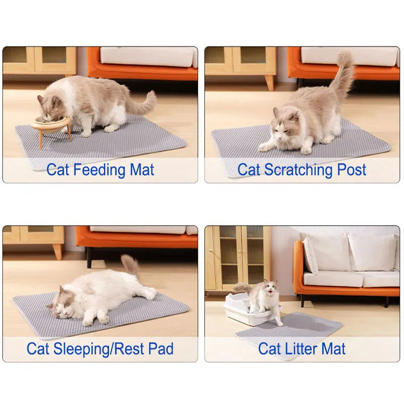 Pet Cat Litter Mat Waterproof Double Layer Cat Litter Trapping Pet Litter Box Mat Clean Pad Products For Cats Accessories by PawHaven