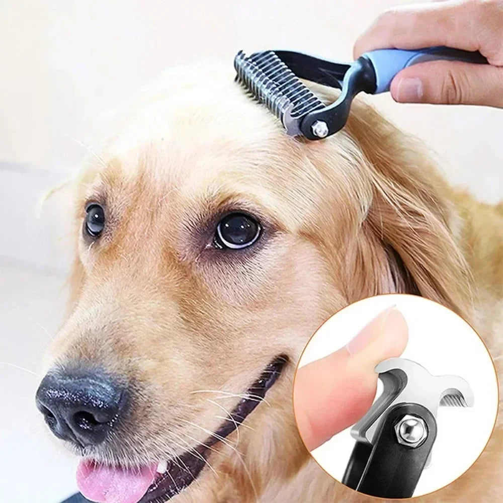 1pc Stainless Steel Dual Sided Pet Comb, Dog Cat Tangle Remover Brush, Portable Grooming Accessory for Household Pets by PawHaven