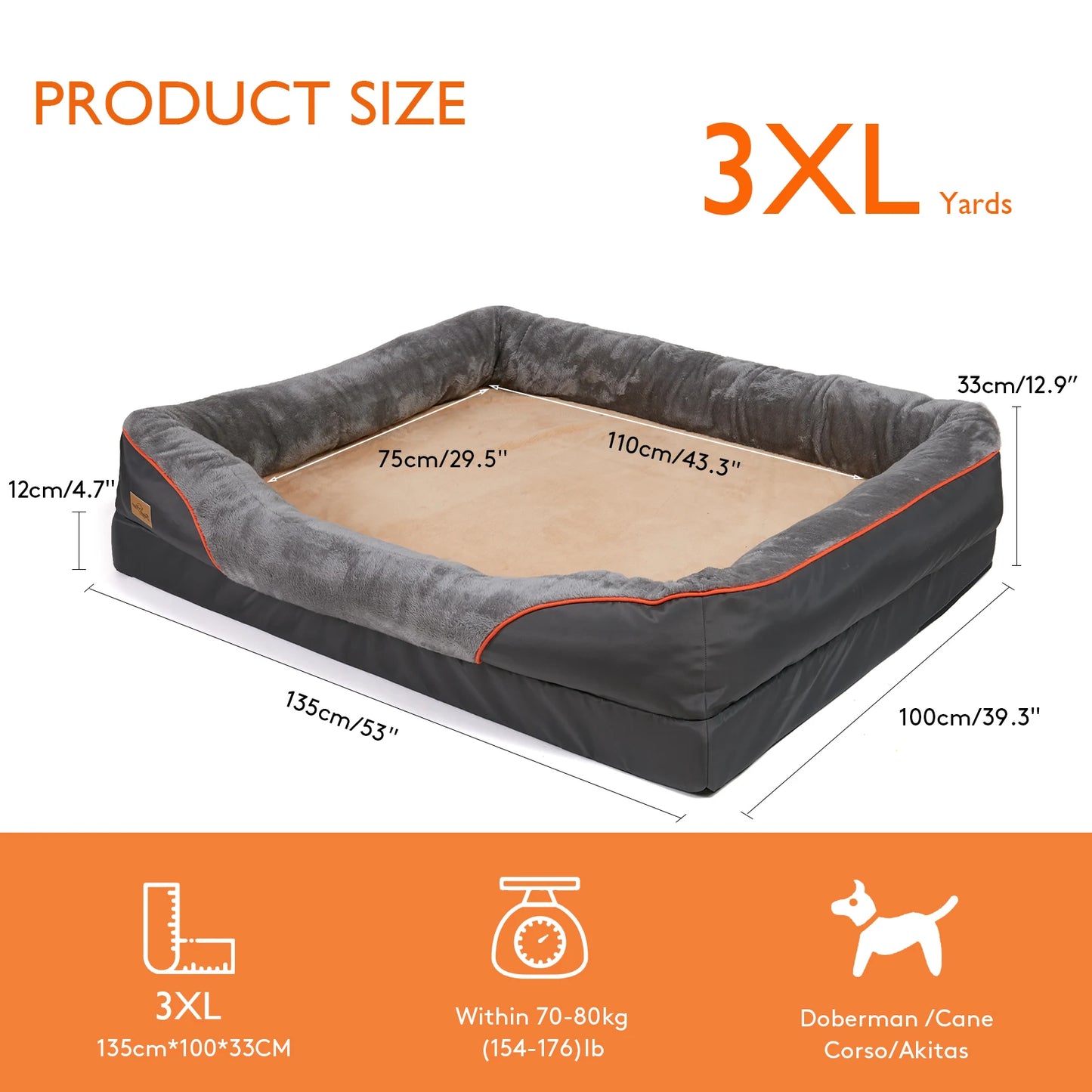 Orthopedic Memory Foam Dog Bed With Bolster by PawHaven