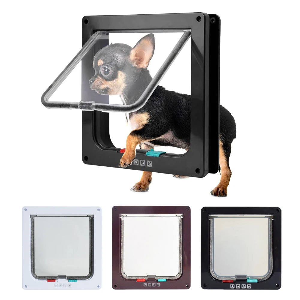 Puppy Kitten Safety In&out Pet Door with 4 Way Security Lock Dog Cat Flap Door Cat Puppy Safety Gate Pet Doors and Sliding Door by PawHaven