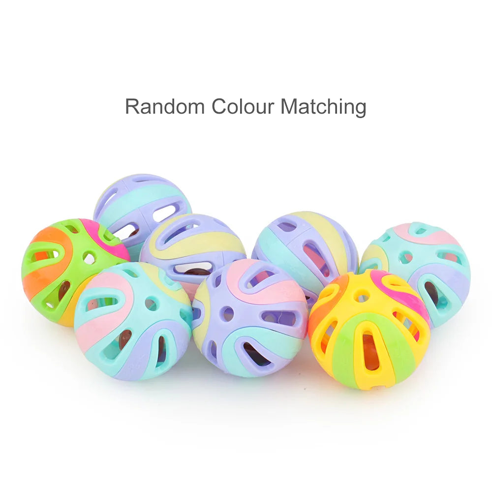 6pcs Random Bell Plastic Ball Cat Toy Colorful Splicing 4.8cm Pet Toy Accessory by PawHaven