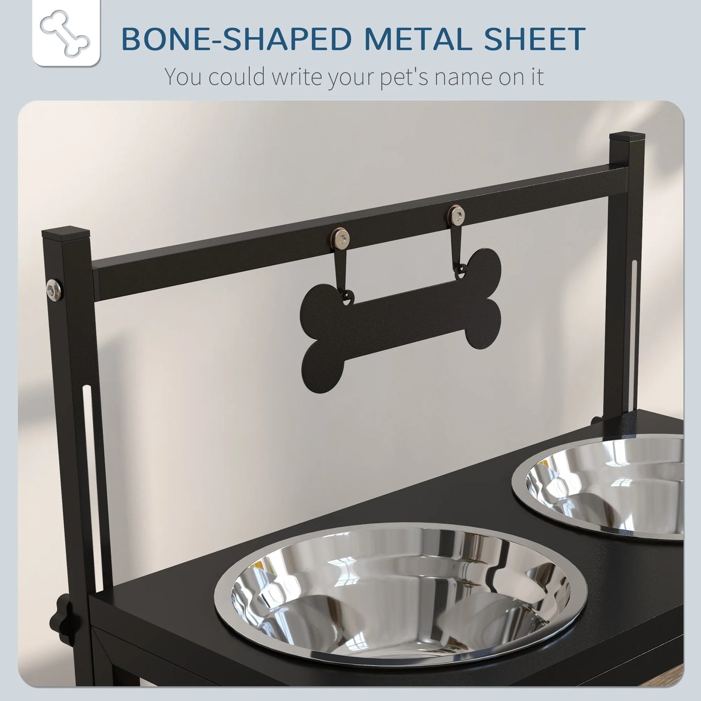 PawHut Raised Dog Bowl w/ Adjustable Height Stand, for Small Medium Large Dogs by PawHaven