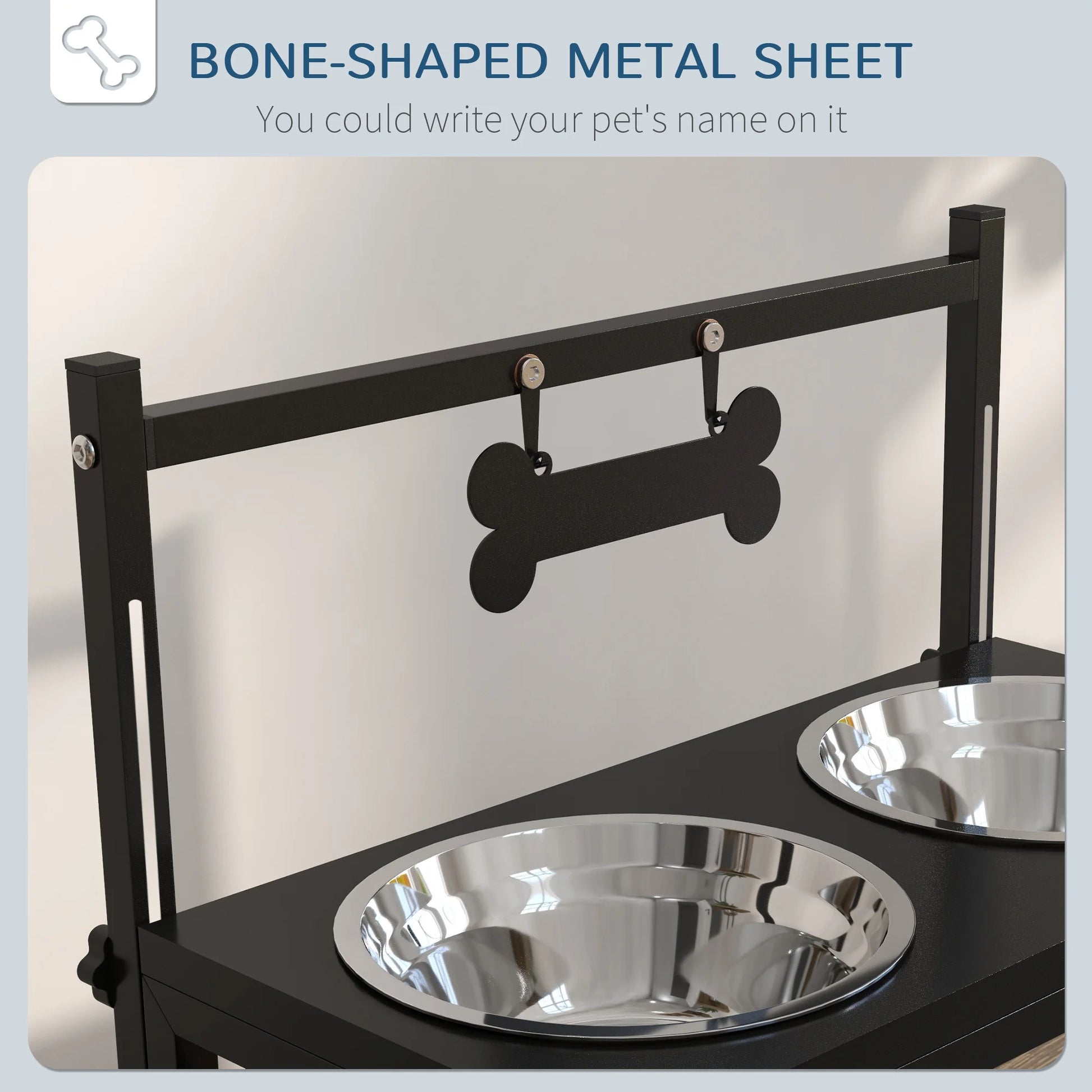 PawHut Raised Dog Bowl w/ Adjustable Height Stand, for Small Medium Large Dogs by PawHaven