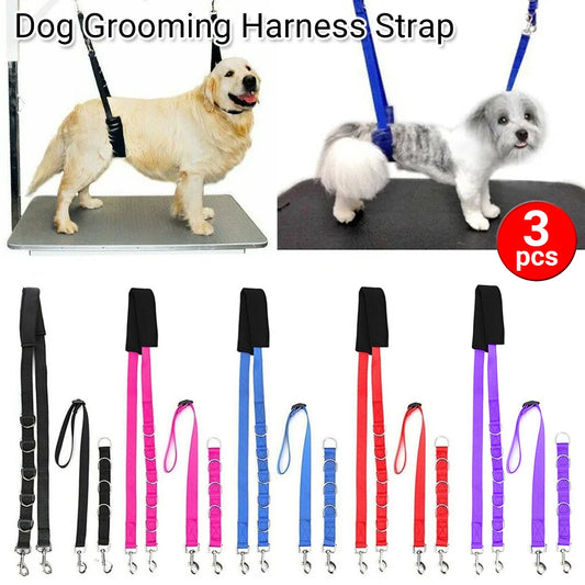 3pcs Dog Grooming Harness Strap Noose Restraint Belly Pad Adjustable UK by PawHaven