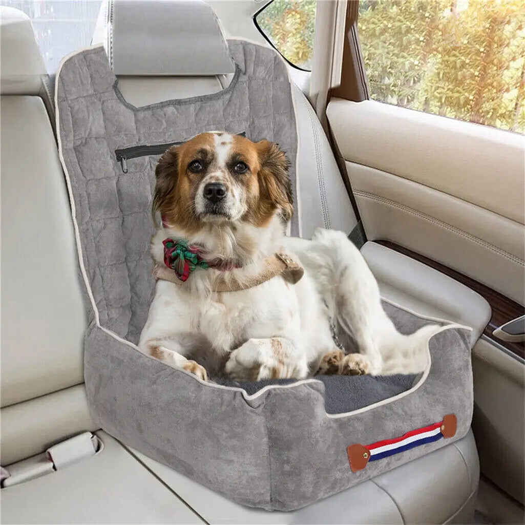 Dog Car Seat Protector Travel Anti-Slip Pet Booster Seat with Storage Pockets and Safety Leash Car Carrier Bed Hold 14kg by PawHaven