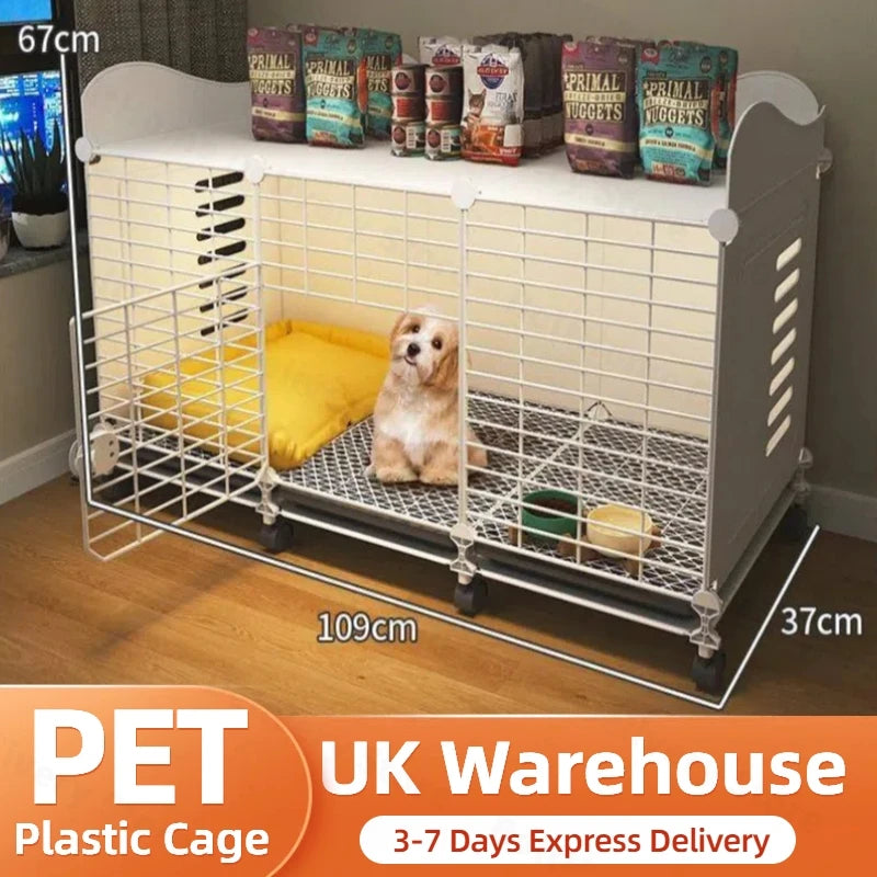 Stylish End Table Dog Crate With Wheels And Tray by PawHaven