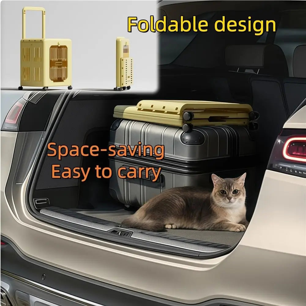 Portable Folding Pet Carrier Compatible for Cats and Small Dogs Pet Stroller, Wide Open Breathable Carrier for Outings(Yellow) by PawHaven