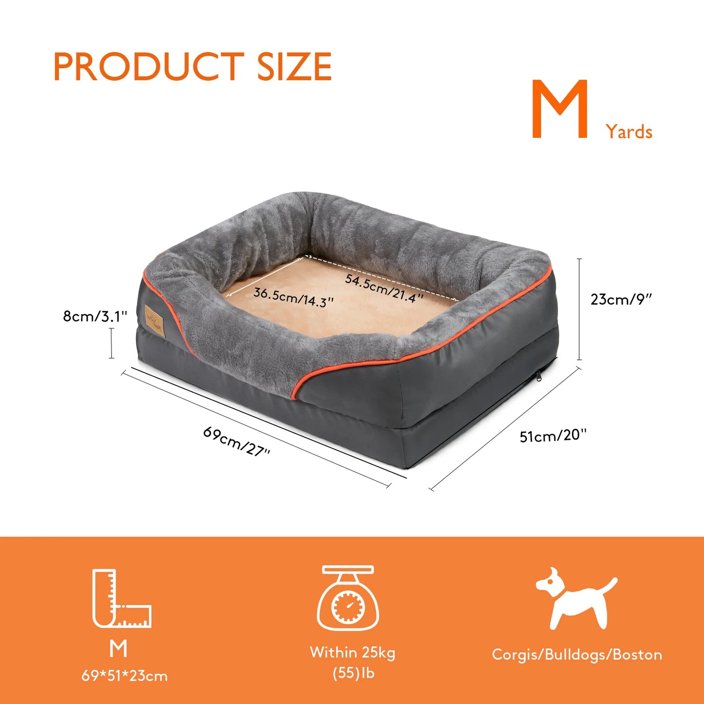 Orthopedic Memory Foam Dog Bed With Bolster by PawHaven