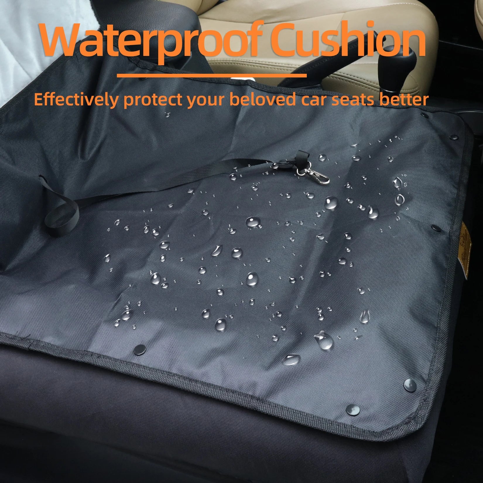 Car Seat Bed for Dog Waterproof Pet Cushion Bed Mat Dog Carrier with Removable Pad Cover and Safety Belt 3 Sizes by PawHaven