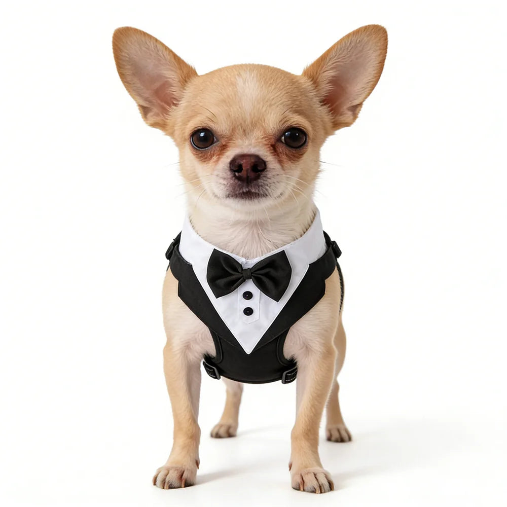 Dog Tuxedo for Wedding Outfit, Dog Suit and Tie Costumes for Birthday, Cosplay, Christmas Party, Pet Formal Wear with Bowtie by PawHaven