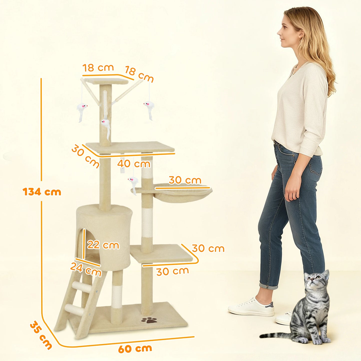 PawHut 3-Tier Cat Tree Keeps Indoor Cats Active by PawHaven