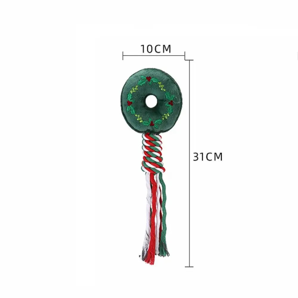 Christmas Small Dog Toy Chew Plush Puppy Cat Gift Tassel Rope Pet Toy Santa Claus Snowflake Christmas Tree by PawHaven