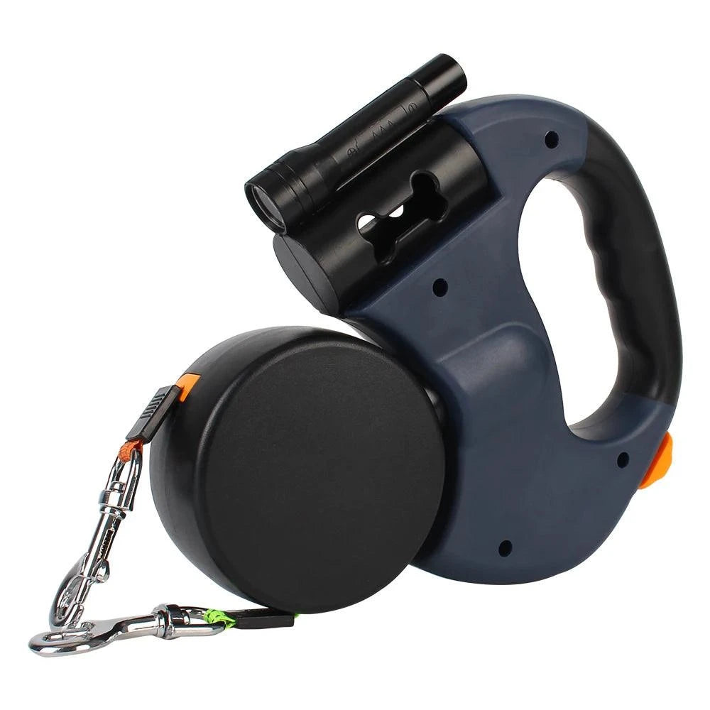 Premium Dual Dog Leash With Built In Light And Waste Bag Box by PawHaven