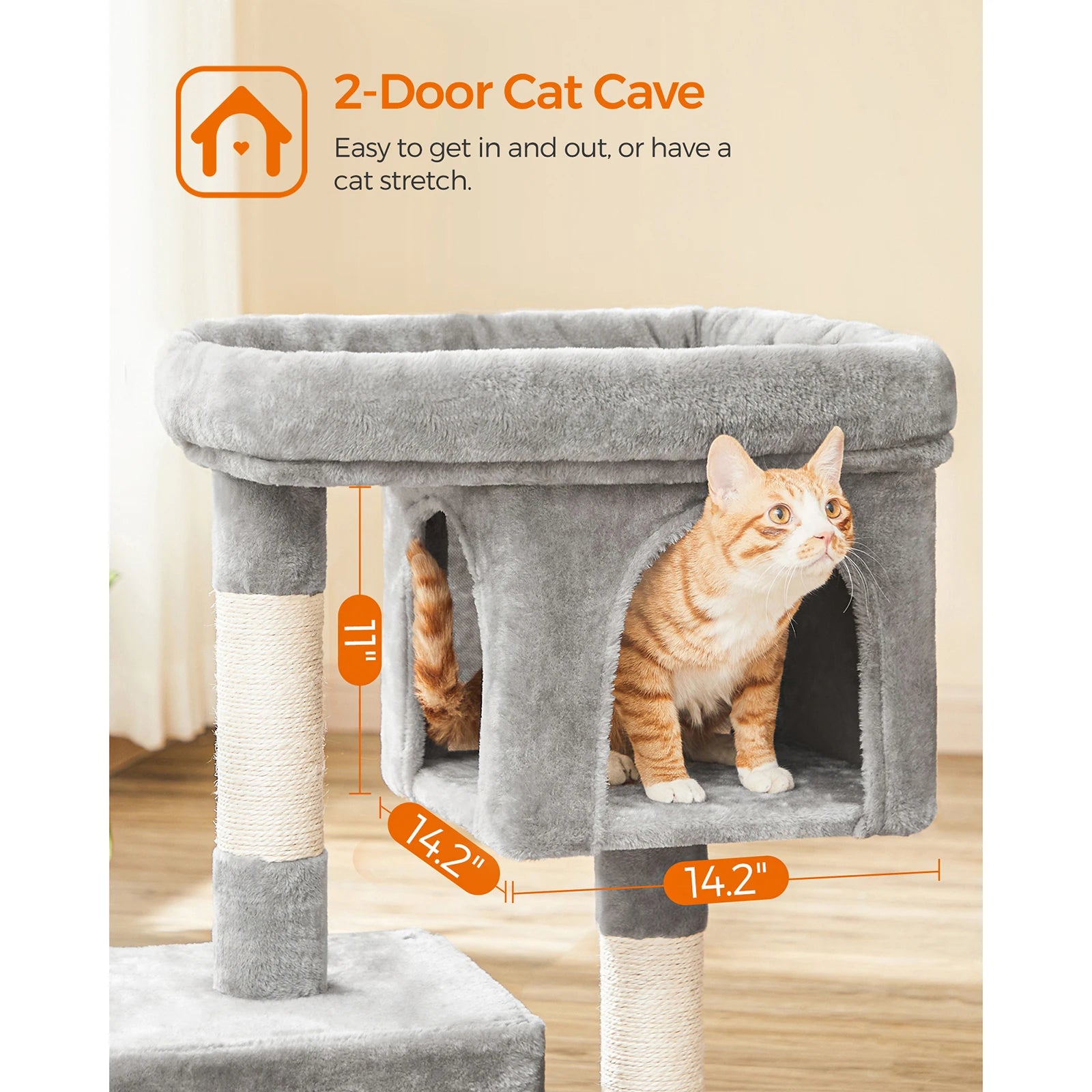 Feandrea Cat Tree, 84 cm Cat Tower,Cat Condo for Large Cats up to 7 kg,2 Cat Caves, Scratching Post by PawHaven