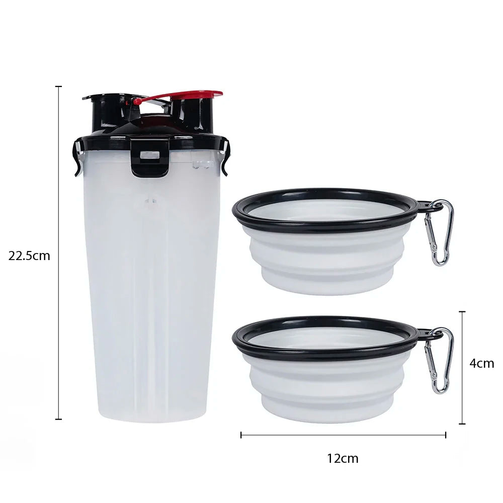 2-in-1 Pet Travel Water Bottle with Foldable Bowl, Portable Hydration for Dogs and Cats Outdoors by PawHaven