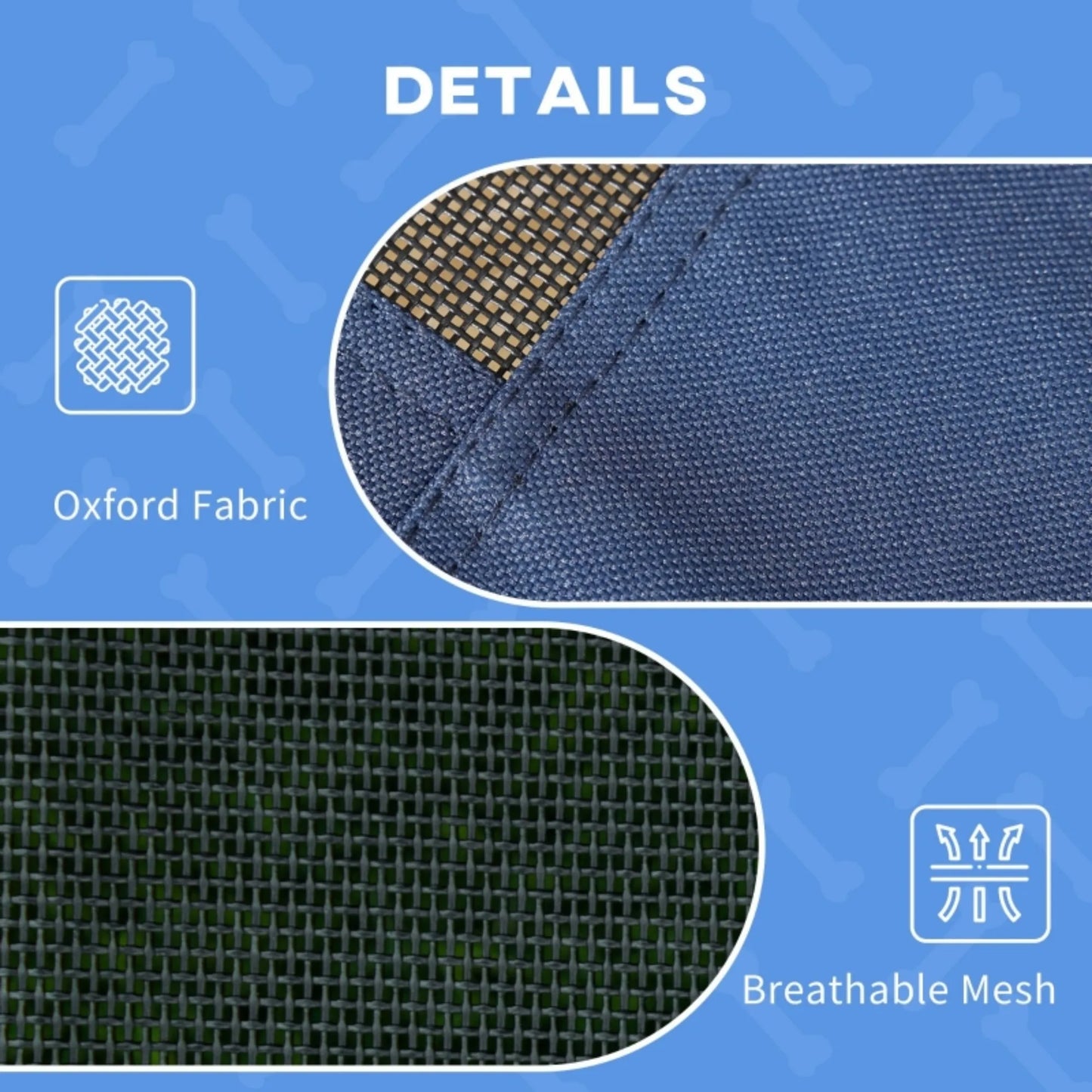 Raised Dog Bed Waterproof Elevated Pet Cot with Breathable Mesh UV Protection Canopy Blue, for Large Dogs, 92 x 76 x 90cm by PawHaven