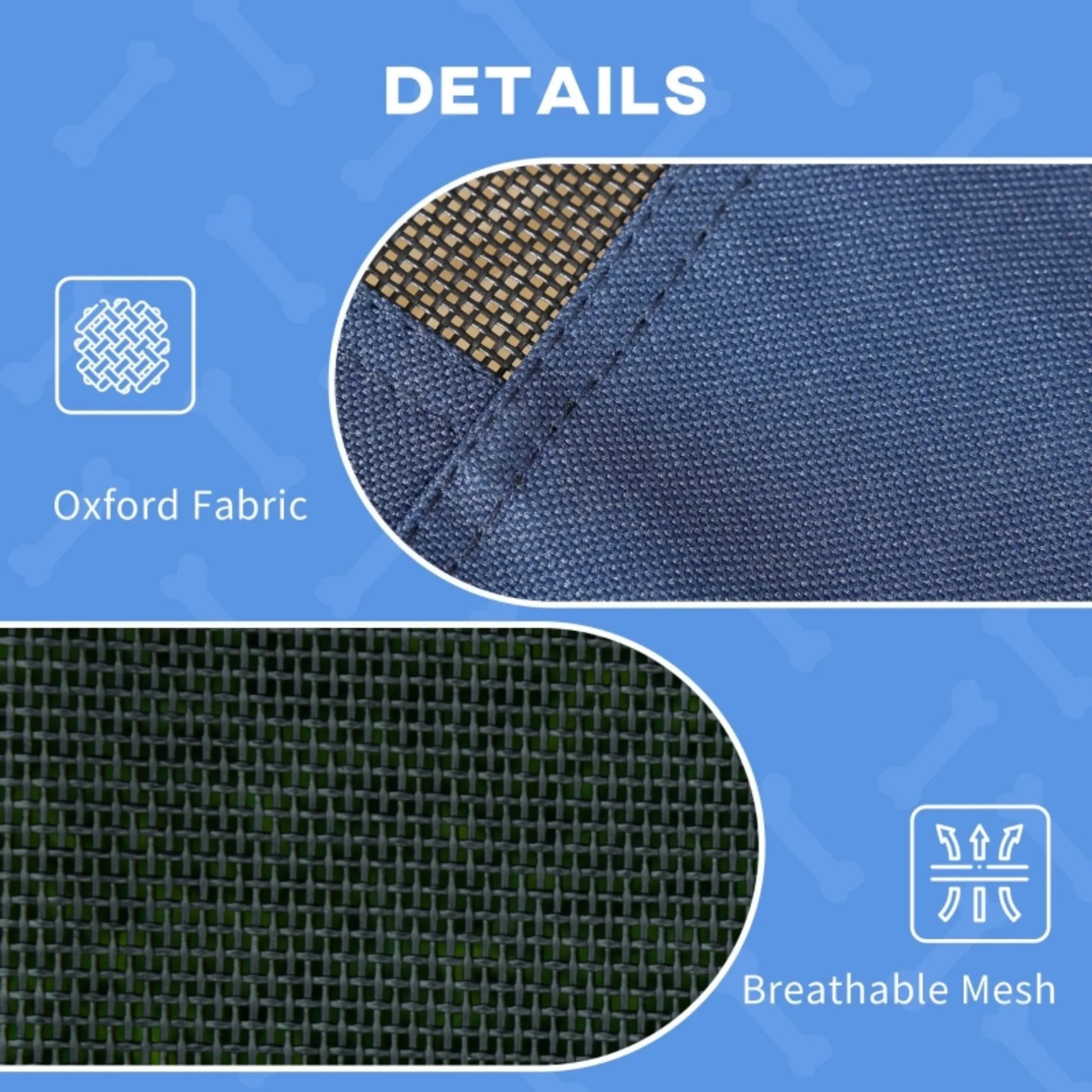 Raised Dog Bed Waterproof Elevated Pet Cot with Breathable Mesh UV Protection Canopy Blue, for Large Dogs, 92 x 76 x 90cm by PawHaven